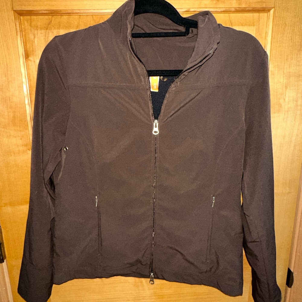 Lucy Activewear Lined Light Stretch Flex Golf Jacket Chocolate Brown Medium